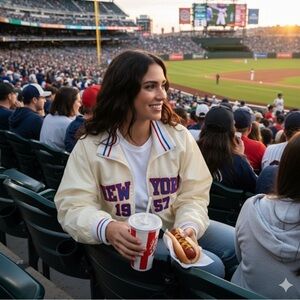 Steve Madden Sporty Y2K New York Bomber Jacket